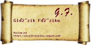 Glózik Füzike névjegykártya